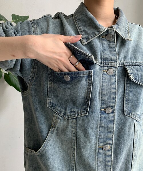 DouDou コート アウター オーバーサイズデニムジャケット