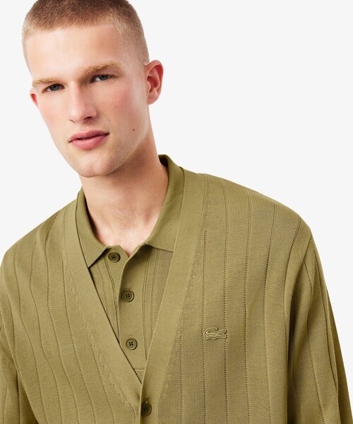 LACOSTE（ラコステ） カーディガン ハイゲージリブニットカーディガン 
