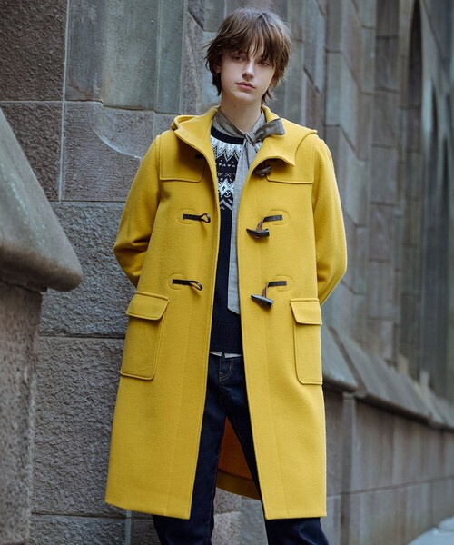 SCOTCH & SODA ロング ウール ダッフルコート イエロー L ダッフルコート コート Jackal ソフトメルトン ダッフル レディース