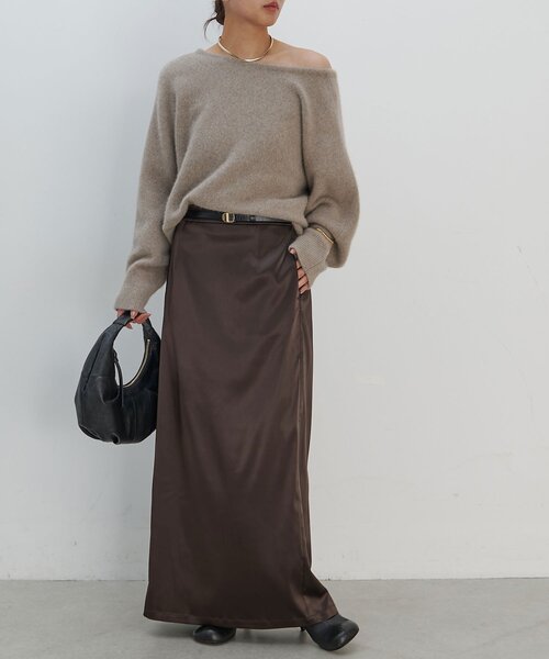 GALLARDAGALANTE ストレッチサテンタイトスカート　BK GALLARDAGALANTE(ガリャルダガランテ)｜ストレッチサテンタイト