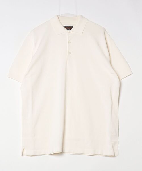 「BEAMS PLUS」 半袖ポロシャツ L オフホワイト メンズ