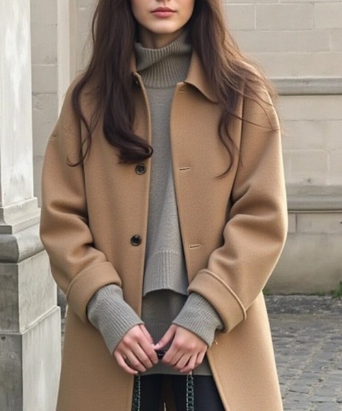 cammie コート チェスターコート ウールタッチステンカラーミドル