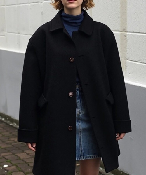 cammie コート チェスターコート ウールタッチステンカラーミドル