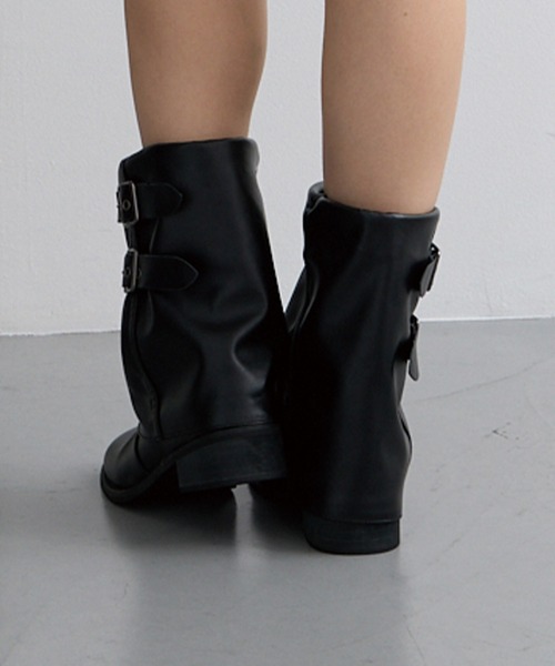 ADDITION STORE ブーツ 「ミドル丈 プリーツでクシュクシュカワイイ