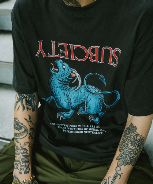 「Subciety」 半袖Tシャツ X-LARGE ブラック メンズ_画像8