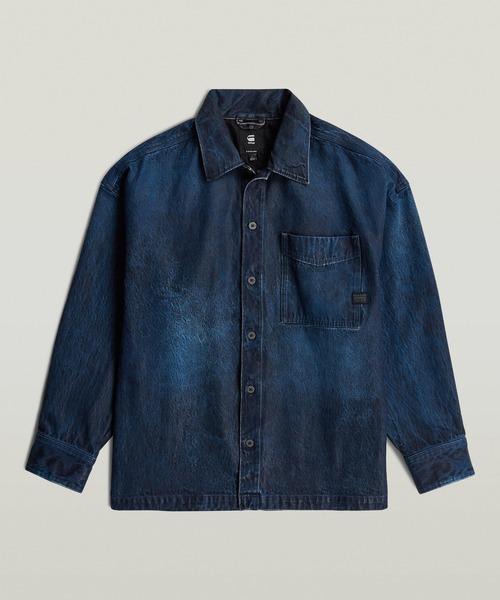 G-STAR RAW シャツ Boxy Fit Overshirt/レザーライクコーティング加工