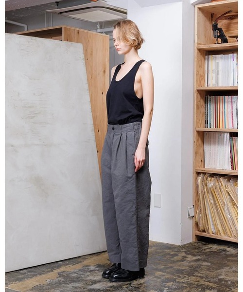 VOAAOV（ヴォアーブ） パンツ DOUBLE FACE GARMENT DYE Tuck Wide