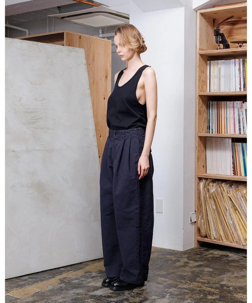 VOAAOV（ヴォアーブ） パンツ DOUBLE FACE GARMENT DYE Tuck Wide