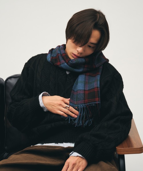 Adoon plain セーター ニット Shallow V-Neck Cable Knit / 浅Vネック