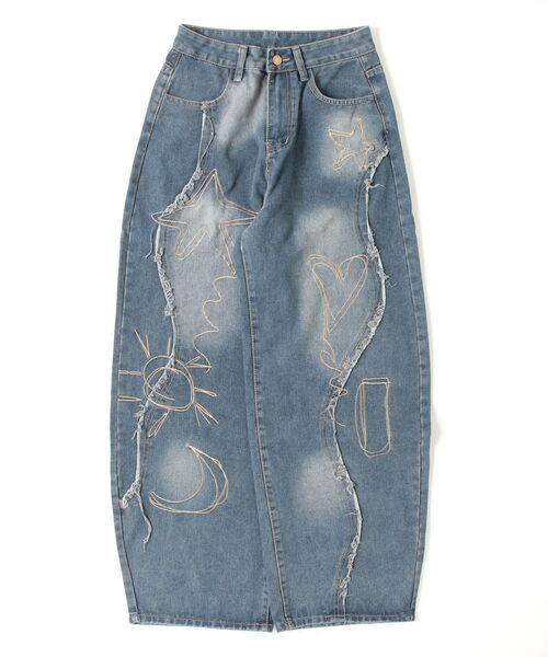 FUNdaysion ジーンズ デニム デニムパンツ 刺繍デニムパンツ