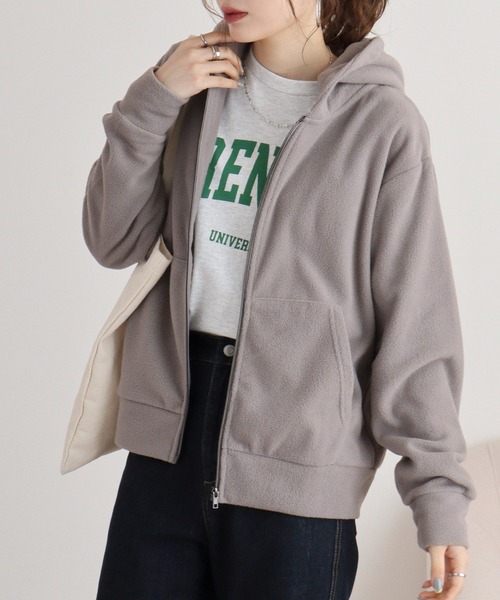 「FUNALIVE」 ジップアップパーカー L グレイッシュベージュ メンズ_画像4