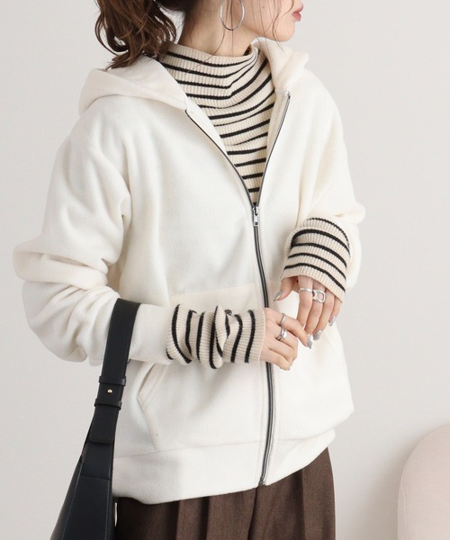 「FUNALIVE」 ジップアップパーカー L グレイッシュベージュ メンズ_画像8