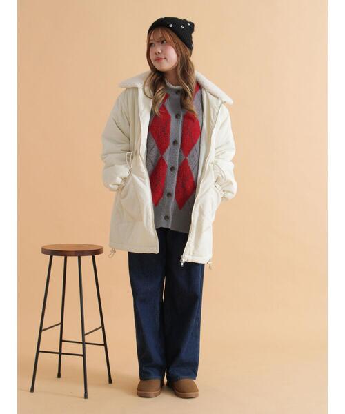 ehka sopo（エヘカソポ） ブルゾン アウター 襟ボア中綿ジャケット