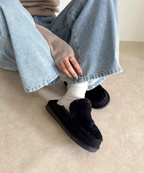 「MEI」 モカシンシューズ M グレー レディース_画像6