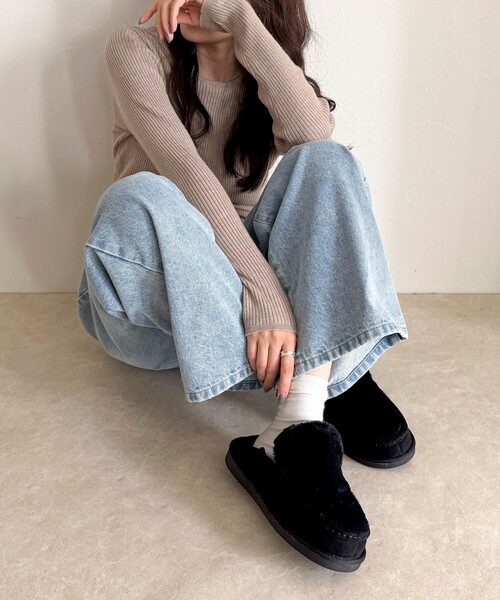 「MEI」 モカシンシューズ M グレー レディース_画像7