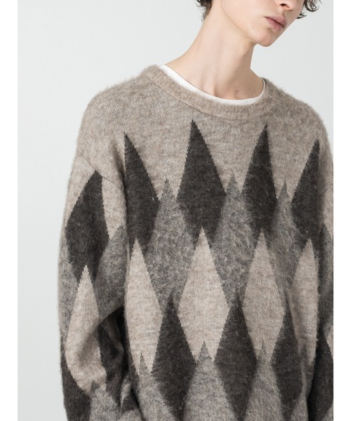 「SLICK」 長袖ニット 1 ベージュ メンズ_画像4