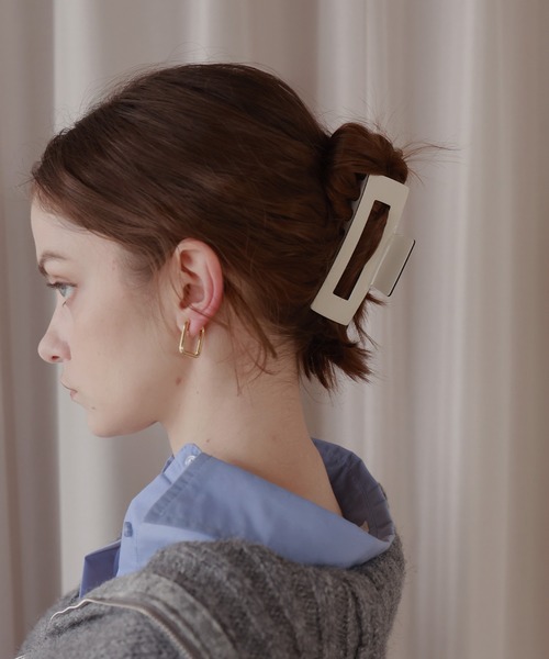 Mili affinity ヘアクリップ バイカラースクエアヘアクリップ