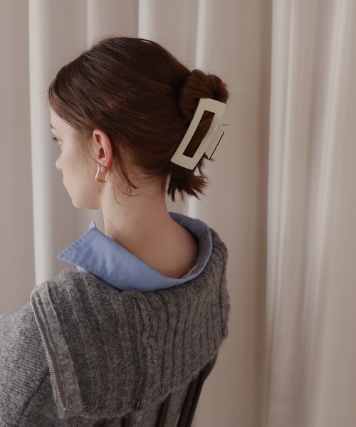 Mili affinity ヘアクリップ バイカラースクエアヘアクリップ