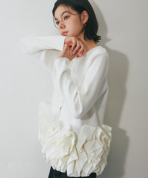 本日限定値下⭐︎美品ohga フリルニットカーディガン　ホワイト フェザーニットカーデ | カーディガン | NOELA OFFICIAL WEB STORE