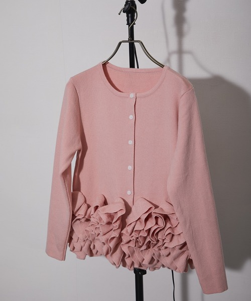 AD2019 20SS フリルカーディガン ピンク AD2019 20SS フリルカーディガン ピンク AD2019 20SS フリル