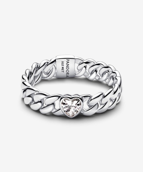 PANDORA（パンドラ） 指輪 リング ハート キューバ チェーン リング