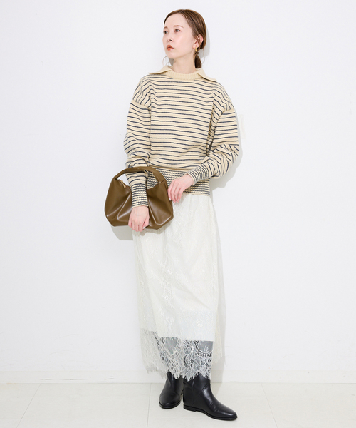 さらにお値下げ！新品▪︎エルミダ▪︎異素材、麻混ツインニット▪︎38 追加》ドライミックスモールニットプルオーバー（ニット/セーター