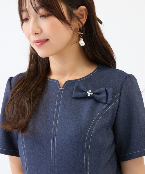 ローズティアラ デニムワンピース サイズ46 Rose Tiara（ローズティアラ） ワンピース 「イージーケア/伸縮性