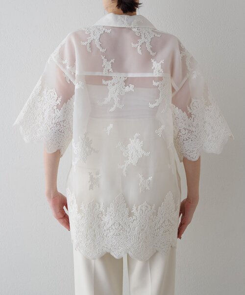 whim gazette ストレッチレースシャツ Whim Gazette（ウィム ガゼット） ブラウス シャツ オーガンジーレース