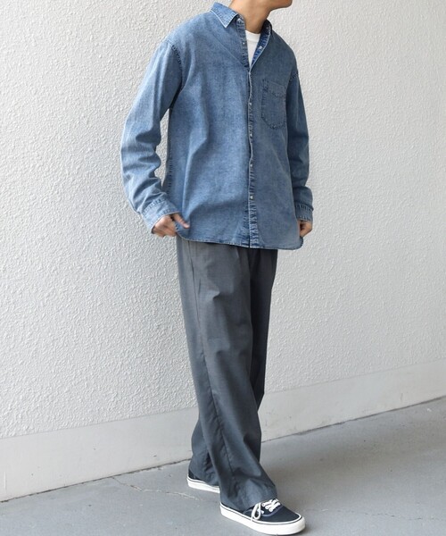 SHIPS any シャツ any: 3.5oz スーパーライト デニム スナップ ボタン