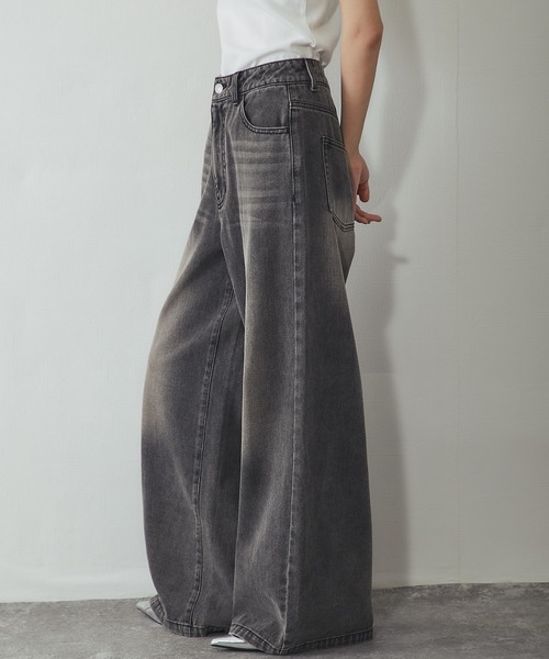 新品/送料込 セブンフェアリー デニムパンツ コクーン ワイド S 美シルエット ワイドパンツ ジーンズ デニム デニムパンツ コクーンシルエットワイド
