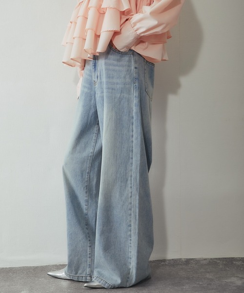 ワイドパンツ ジーンズ デニム デニムパンツ コクーンシルエットワイド