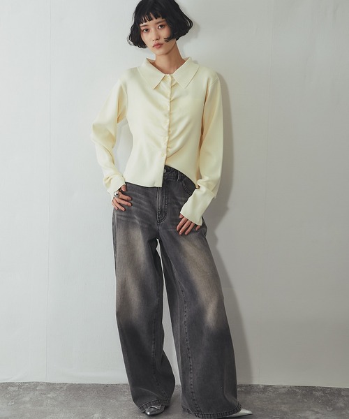 ワイドパンツ ジーンズ デニム デニムパンツ コクーンシルエットワイド
