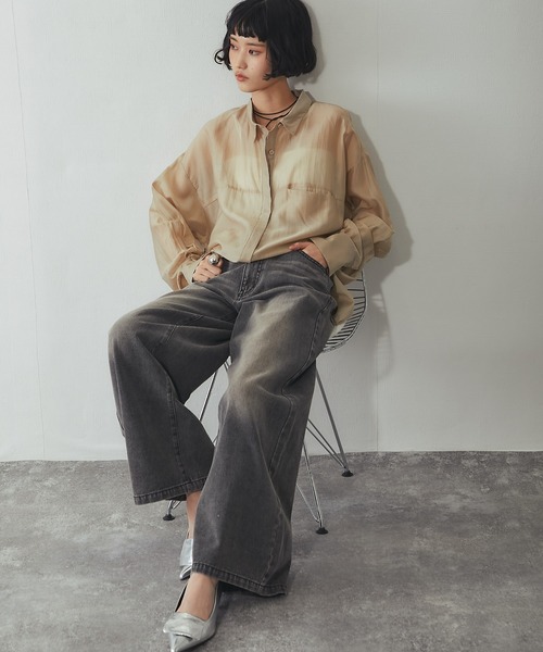 ワイドパンツ ジーンズ デニム デニムパンツ コクーンシルエットワイド