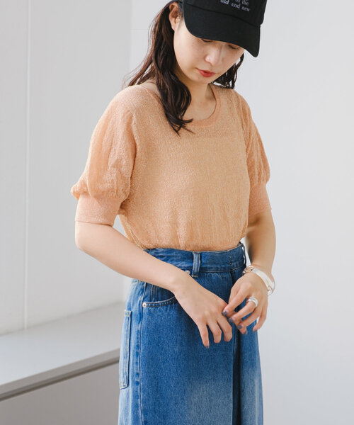 「Kastane」 半袖ニット FREE オレンジ レディース_画像6