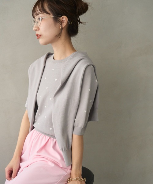 emmi カーディガン 「HEART」 eco ハートニットカーディガン