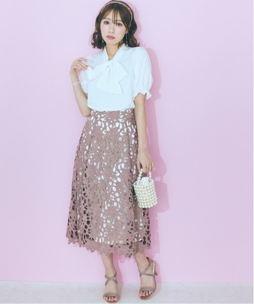 「marun」 半袖ブラウス 4L ラベンダー レディース_画像6