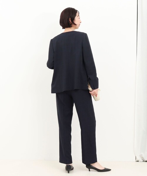 美品✨ ミコクリエ ノーカラー パンツ スーツ セットアップ 洗える 近年モデル MICO COULIER（ミコクリエ） ジャケット ノーカラージャケット