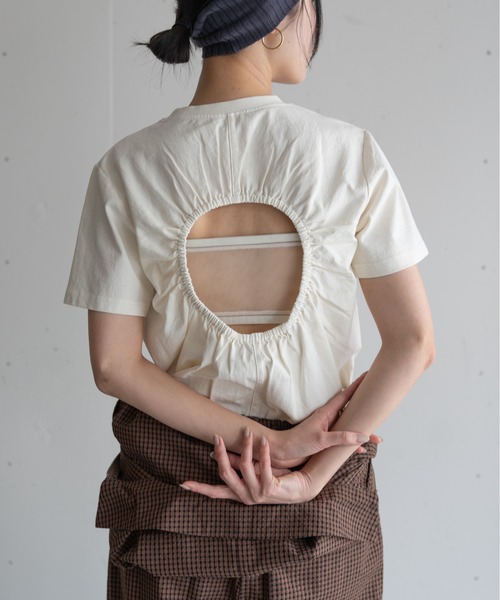 hwyl（ヒュイル） tシャツ 半袖 バックオープンTシャツ レディース