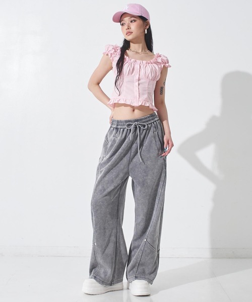 ANAP（アナップ） ワイドパンツ スウェットパンツ ジャージ スタッズ付