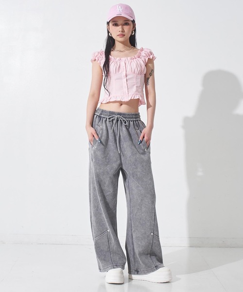 ANAP（アナップ） ワイドパンツ スウェットパンツ ジャージ スタッズ付