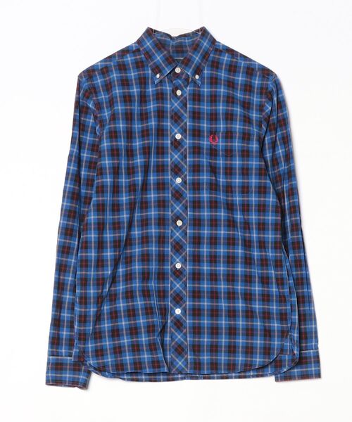 FRED PERRY（フレッドペリー） チェック柄長袖シャツ S ブルー メンズ 