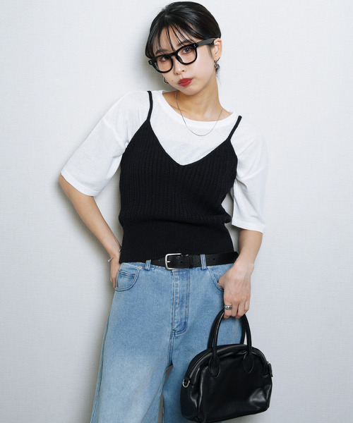ハンドメイド　ニット　キャミソール( )✩‧₊ キャミソール ニットキャミソール ビスチェ : ZOZOTOWN Yahoo!店