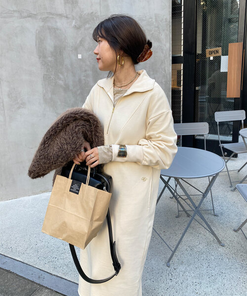 「DouDou」 長袖ワンピース FREE アイボリー レディース_画像4