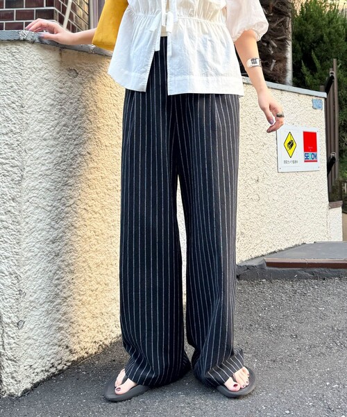 fredy emue（フレディエミュ） パンツ ストライプセミワイドタック