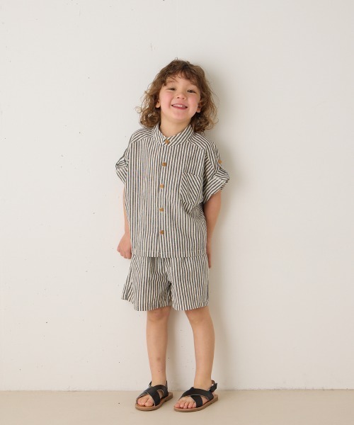 riziere セットアップ　キッズ　150 男の子　シャツ付き riziere（リジェール） セットアップ バンドカラーストライプシャツ