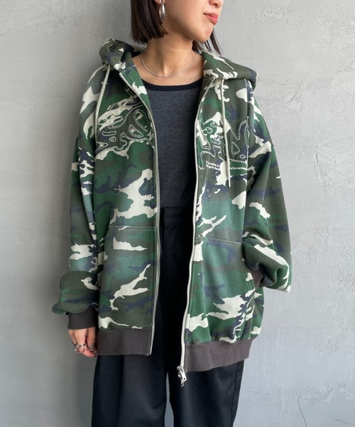 「SEQUENZ」 ジップアップパーカー M グリーン レディース_画像9