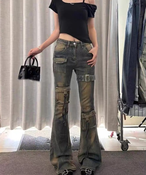「lilful」 デニムパンツ L ブラック レディース_画像5
