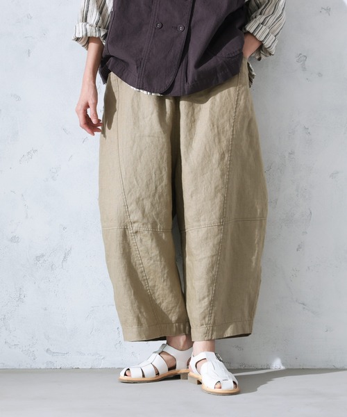 ワイドパンツ パンツ まるっと可愛い、リネンのパンツ レディースの画像