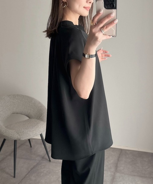 「Emma Taylor」 半袖ブラウス FREE ネイビー レディース_画像4