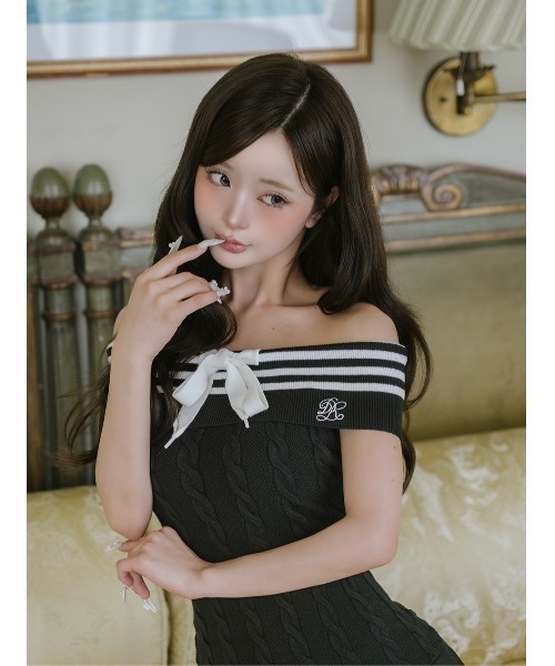 Darich（ダーリッチ） ワンピース オフショルリボンラインプリーツ